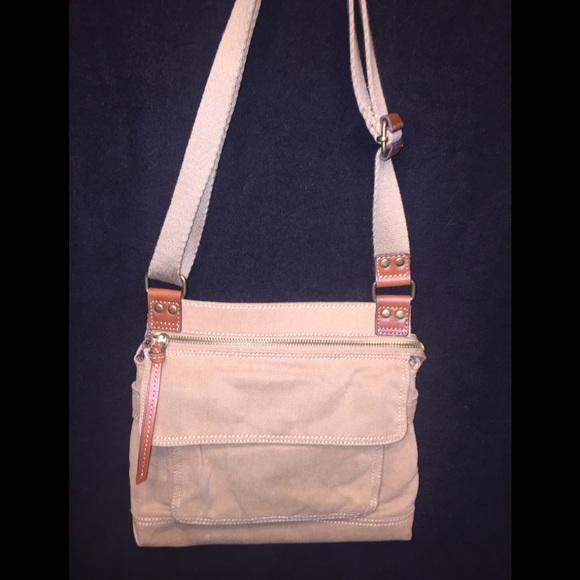 Fossil Bags Fossils Soft Khaki Color Denim Crossbody Bag Poshmark